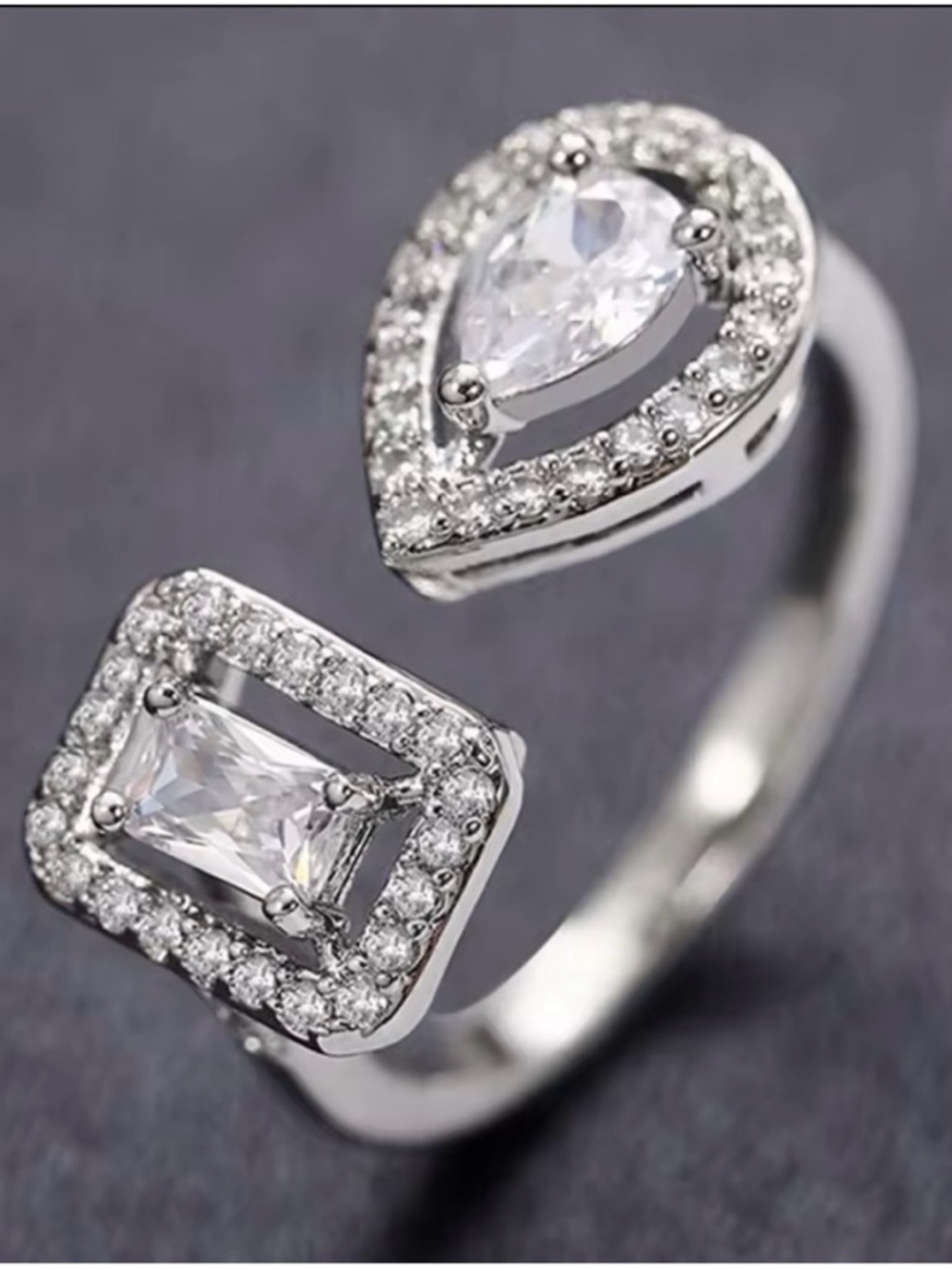 Swarovski Elements White Gold Plated Open Contemporary Ring NEW